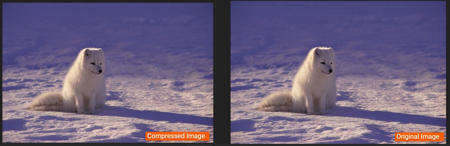 Before and after compression comparison showing 3.4MB reduced to 666.9KB